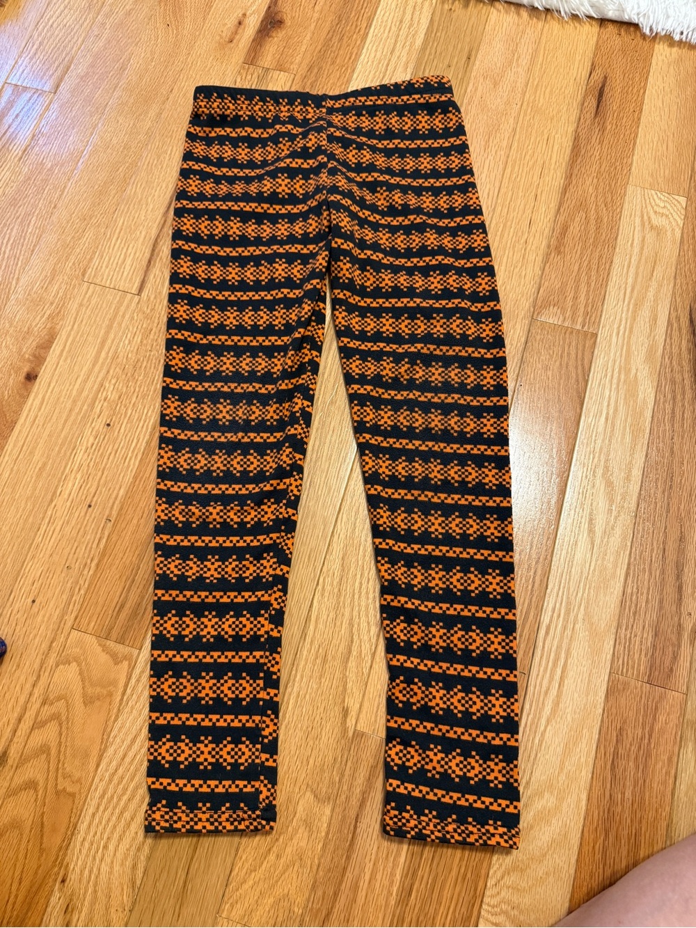 Girls Black and Orange Patterned Halloween themed leggings
